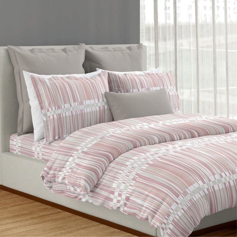 Cable Cotton Digital Printed Double Bedsheet Set (Chalk Pink)