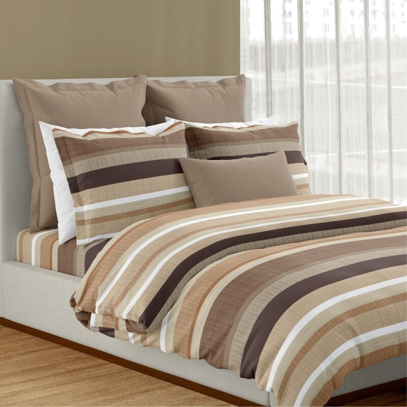 Cable Cotton Digital Printed Double Bedsheet Set (Gilded Beige)