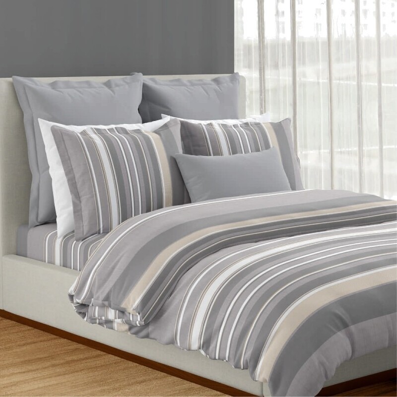 Cable Cotton Printed Double Bedsheet Set (Neutral Grey)