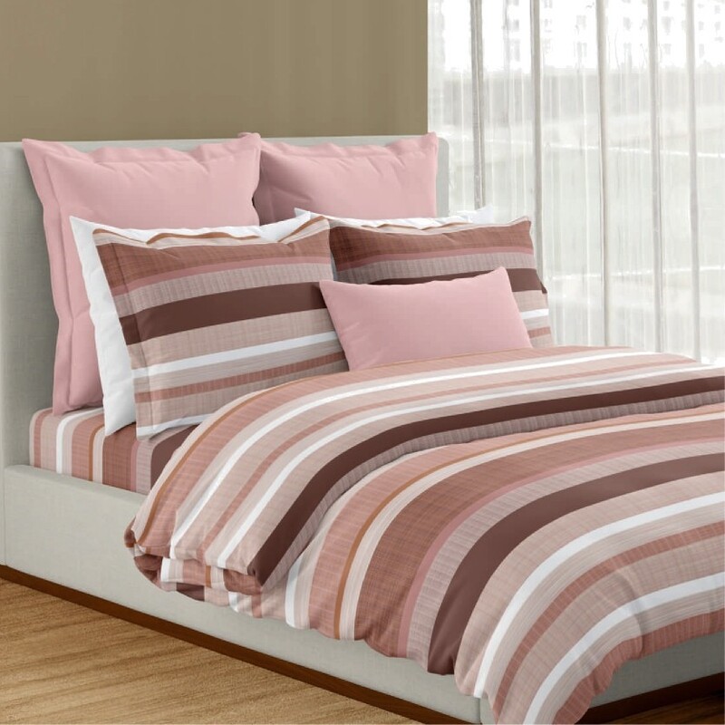 Cable Cotton Digital Printed Double Bedsheet Set (Rose Tan)