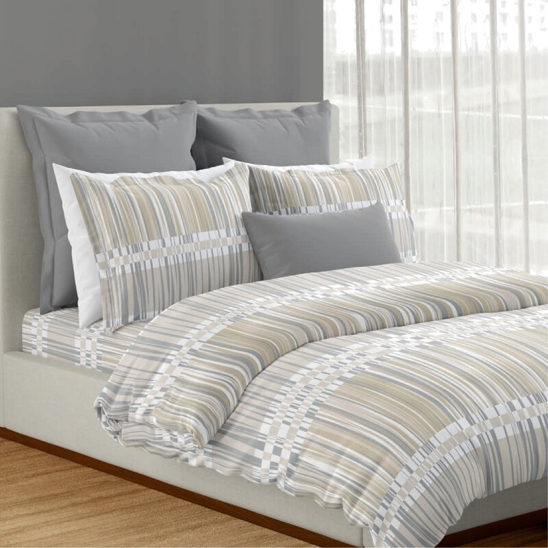 Cable Cotton Digital Printed Double Bedsheet Set (Seed Pearl)