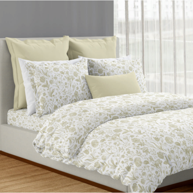 Iconique Cotton Printed Double Bedsheet Set (Green Haze)
