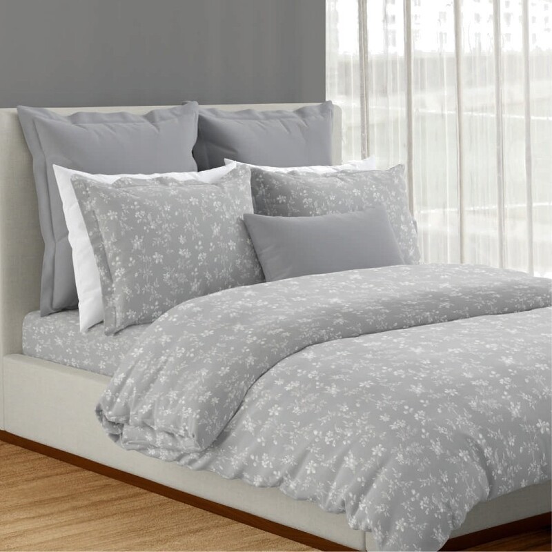 Iconique Cotton Printed Double Bedsheet Set (Mirage Gray)