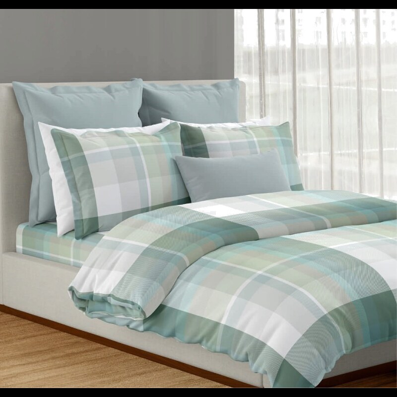 Nelson Cotton Printed Double Bedsheet Set (Chalk Blue)