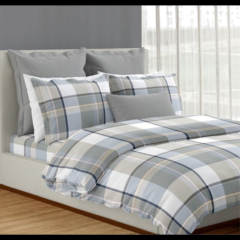 Nelson Cotton Printed Double Bedsheet Set (Dusty Blue)