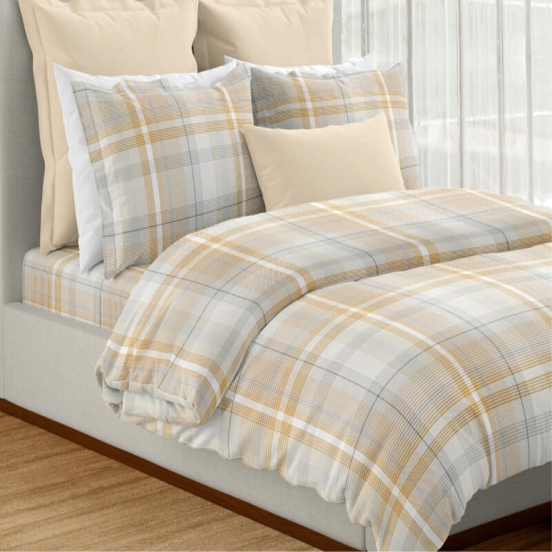 Nelson Cotton Printed Double Bedsheet Set (Golden Glow)