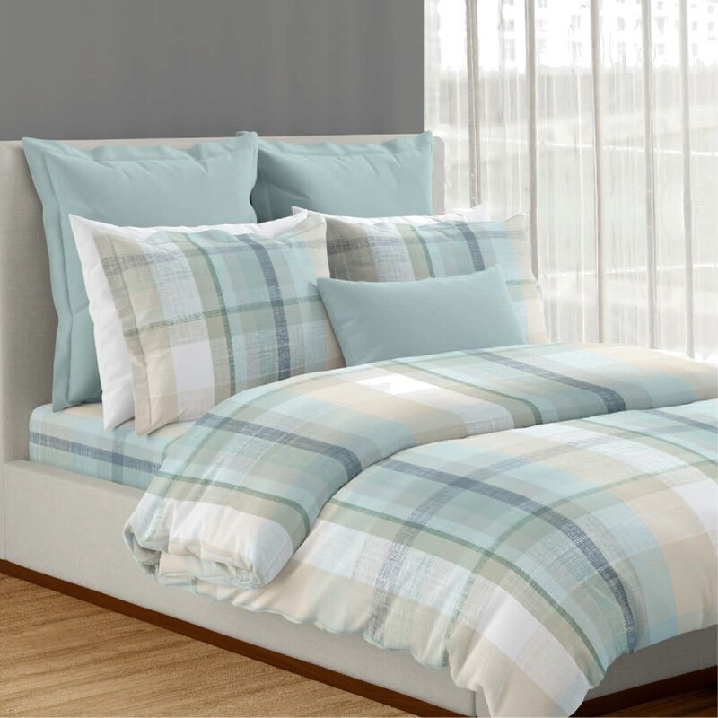 Nelson Cotton Printed Double Bedsheet Set (Sky Gray)