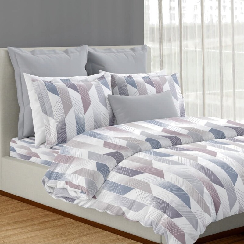 Refuge Cotton Digital Printed Double Bedsheet Set (Glacier Grey)