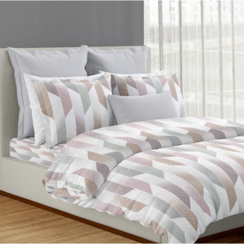 Refuge Cotton Digital Printed Double Bedsheet Set (Lilac Hint)